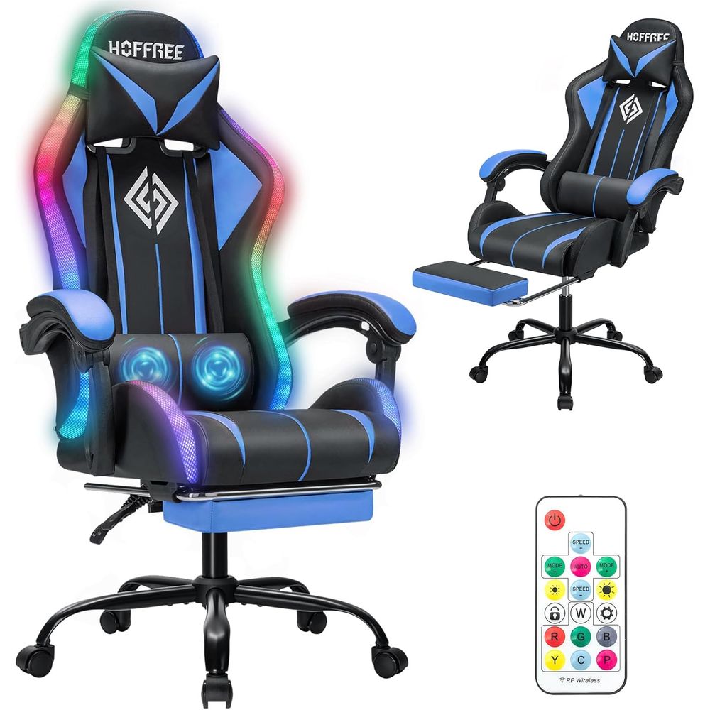 Video Games - Chaise de jeu LED avec massage