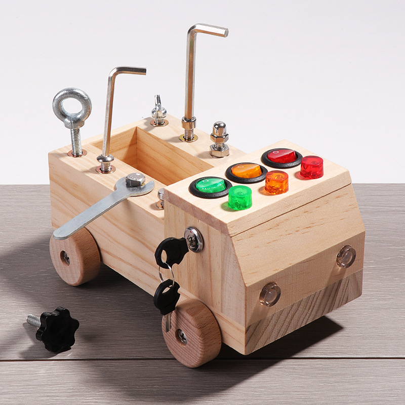 Guitare en bois lumineuse à LE - Montessori Wooden Busy Board Toddler avis et prix
